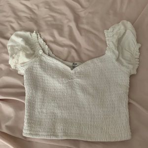 Hollister White Patterned Crop Top